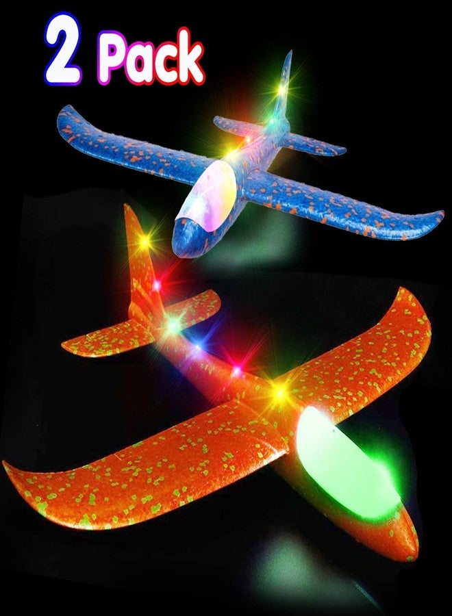 iChoice™ LED Light Airplane Toy Pack of 2-17.5" Large Throwing Foam Plane, Dual Flight Mode, Lighting Aeroplane Gliders Gifts for Kids for 3 to 8 Year Children's (Random Color Dispatched) - Image 5